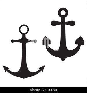Vektor-Set Von Anker Silhouetten Illustration Isoliert Auf Weißem Hintergrund Stock Vektor