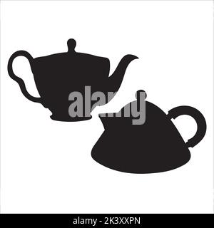 Vektor-Set Von Teekannen Silhouetten Illustration Isoliert Auf Weißem Hintergrund Stock Vektor