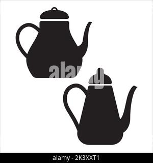 Vektor-Set Von Teekannen Silhouetten Illustration Isoliert Auf Weißem Hintergrund Stock Vektor