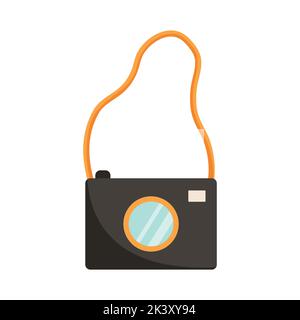 Vektor Illustration der Kamera in Cartoon flachen Retro-Stil. Sommerurlaub Stock Vektor