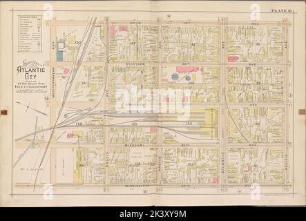 Atlantic City, Double Page Plate No. 10 Karte begrenzt durch Ohio Ave., Pacific Ave., Mississippi Ave., Mediterranean Ave. Kartografisch. Atlanten, Karten. 1896. Lionel Pincus und Prinzessin Firyal Map Division. Atlantic City (N.J.) Stockfoto