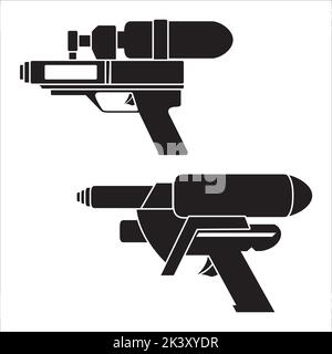 Vektor-Set Von Watergun Silhouetten Illustration Isoliert Auf Weißem Hintergrund Stock Vektor
