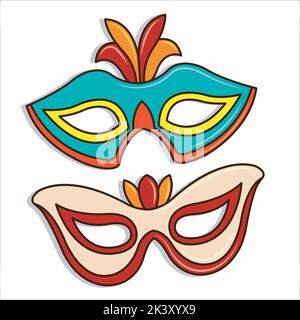 Vektor-Set Von Maskenball Masken Illustration Isoliert Auf Weißem Hintergrund Stock Vektor