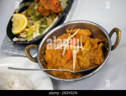 Indisches Huhn, Rindfleisch und Hammelfleisch Kadai. Stockfoto