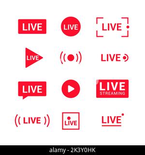 Symbol für das Live-Stream-Logo. Videoübertragung live Symbol Illustration Konzept. Stock Vektor