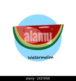 Flache einfache Illustration der Wassermelonenscheibe. Vektorbild. Stock Vektor