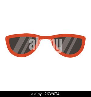Vektor-Illustration von roten Sonnenbrillen in Cartoon Retro flachen Stil. Sommer-Accessoires, Sonnenschutz für Web, Karten-Design, Aufkleber Stock Vektor