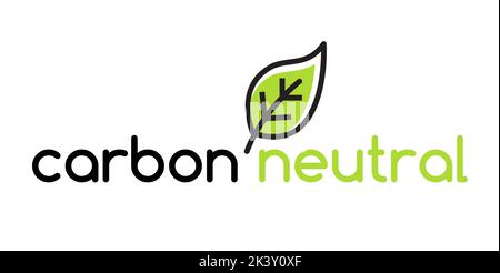 Logo für klimaneutrales Symbol. CO2 Energie Monoxid Kohlenstoffökologie Hintergrund Label Konzept. Stock Vektor