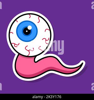 Das blaue Auge kriecht. Schneckenauge. Bild für Halloween. Vektorgrafik Stock Vektor