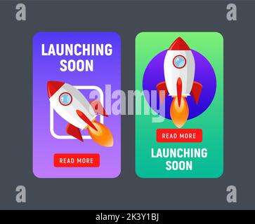 Bald wird die Vorlage für den Marketing-Store gestartet. Demnächst erhältlich: Flyer-Banner für die Ankündigung. Stock Vektor Bald wird die Vorlage für den Marketing-Store gestartet. Demnächst erhältlich: Flyer-Banner für die Ankündigung. Stock Vektor