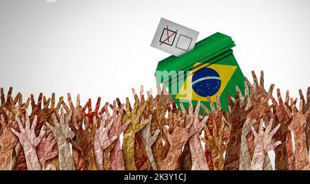 Brasilianische Wahlen und Brasilien wählen oder südamerikanische Wähler wählen in Brasilien einen Präsidenten mit 3D Illustrationselementen. Stockfoto