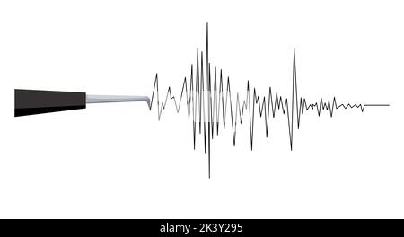 Abbildung von Erdbeben- oder Polygraphen-Testwellen. Stock Vektor