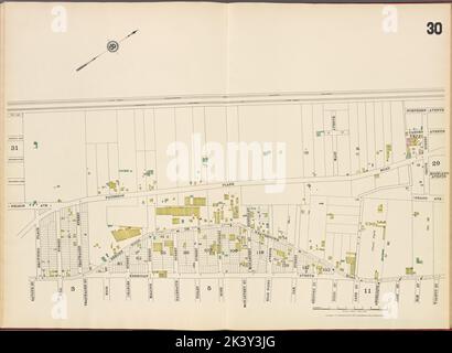 Hudson County, V. 8, doppelseitige Platte Nr. 30 Karte begrenzt durch Grove St., Kerrigan Ave., Brohing Place 1887. Kartografisch. Atlanten, Karten. Lionel Pincus und Princess Firyal Map Division. Hudson County (N.J.) Stockfoto