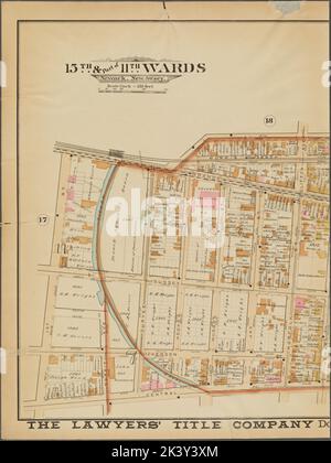 Newark, Double Page Plate No. 16 Karte begrenzt durch 8. Ave., High St., Central Ave., 1. St. 1889. Kartografisch. Atlanten, Karten, Pläne, Vermessung. Lionel Pincus und Princess Firyal Map Division. Newark (N.J.) Stockfoto