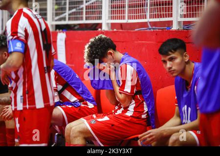 Buenos Aires, Argentinien. 28. September 2022. Felike Beron (C) von Barraca Central (ARG), gesehen während des Viertelfinales des CONMEBOL Libertadores Futsal 2022 zwischen Penarol und Barraca Central in der Befol Arena. Endstand; Penarol (URU) 4:2 Barraca Central (ARG). (Foto von Roberto Tuero/SOPA Images/Sipa USA) Quelle: SIPA USA/Alamy Live News Stockfoto