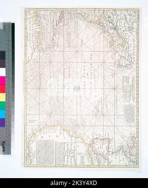 Eine neue Karte des riesigen Atlantischen Ozeans : zeigt den Sitz des Krieges, sowohl in Europa und Amerika, ebenso die Passatwinde & Verlauf des Segelns von einem Kontinent zum anderen, mit den Banken, Untiefen und Felsen gezeichnet nach den neuesten Entdeckungen, kartografisch. Karten. 1755. Lionel Pincus und Prinzessin Firyal Map Division. Seekarten , Nordatlantik, Handelsrouten , Nordatlantik, Passatwinde , Nordatlantik, Nordatlantik, Karten, frühe Arbeiten bis 1800 Stockfoto