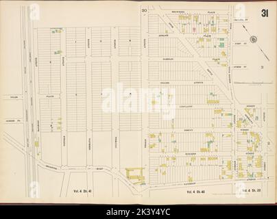 Hudson County, V. 8, doppelseitige Platte Nr. 31 Karte begrenzt durch Brohing Place, Summit Ave., Pherson Ave., Secaucus Rd., Railroad Ave. 1887. Kartografisch. Atlanten, Karten. Lionel Pincus und Princess Firyal Map Division. Hudson County (N.J.) Stockfoto