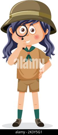 Nettes Mädchen tragen Camping Outfit Illustration Stock Vektor