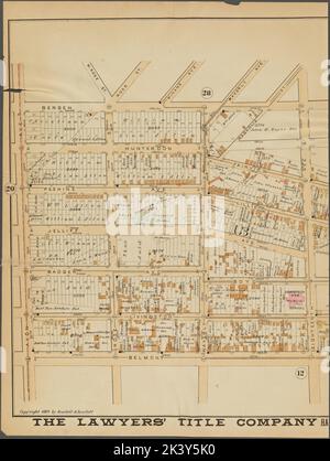 Newark, Double Page Plate No. 13 Karte begrenzt durch Bergen St., 15. Ave., Belmont Ave., Avon Ave. 1889. Kartografisch. Atlanten, Karten, Pläne, Vermessung. Lionel Pincus und Princess Firyal Map Division. Newark (N.J.) Stockfoto