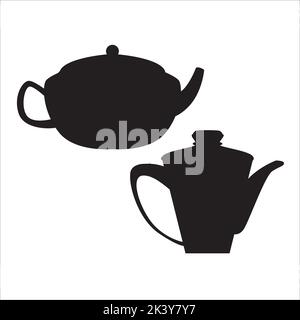 Vektor-Set Von Teekannen Silhouetten Illustration Isoliert Auf Weißem Hintergrund Stock Vektor