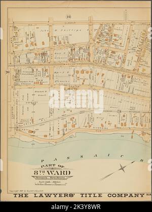 Newark, Double Page Plate No. 21 Karte begrenzt durch Summer Ave., Passaic River, Chester Ave. 1889. Kartografisch. Atlanten, Karten, Pläne, Vermessung. Lionel Pincus und Princess Firyal Map Division. Newark (N.J.) Stockfoto