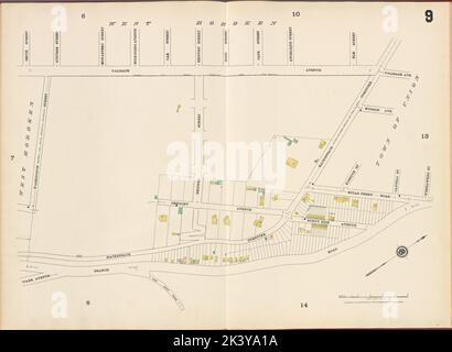 Hudson County, V. 8, Double Page Plate No. 9 Karte begrenzt durch Palisade Ave., Weeha Wken St., Branch Rd., Washington St. 1887. Kartografisch. Atlanten, Karten. Lionel Pincus und Princess Firyal Map Division. Hudson County (N.J.) Stockfoto