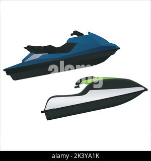 Vektor-Set Von Jet Ski Illustration Isoliert Auf Weißem Hintergrund Stock Vektor