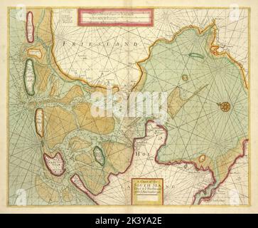 Eine Karte der SÜDSEE Texel und Flieftream mit Amelander gat 1702 - 1707. Kartografisch. Karten, Seekarten. Lionel Pincus und Princess Firyal Map Division. IJssel-See (Niederlande) Stockfoto