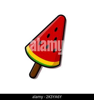 Cartoon-Illustration von Wassermelone Eis isoliert auf weißem Hintergrund. Vektorbild. Stock Vektor