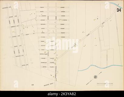 Hudson County, V. 8, Double Page Plate No. 34 Karte begrenzt durch 10. St., Secaucus Rd., 3. St. 1887. Kartografisch. Atlanten, Karten. Lionel Pincus und Princess Firyal Map Division. Hudson County (N.J.) Stockfoto