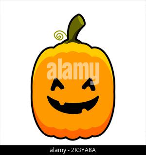 Halloween-Illustration. Vektor orange Kürbis mit einem Lächeln Stock Vektor