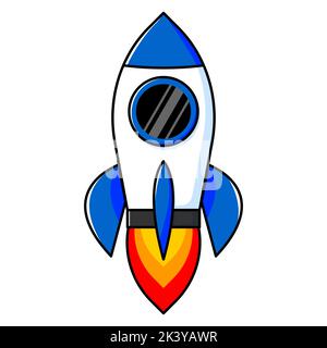 Niedliche Cartoon Rakete Illustration. Vektorfarbenbild Stock Vektor