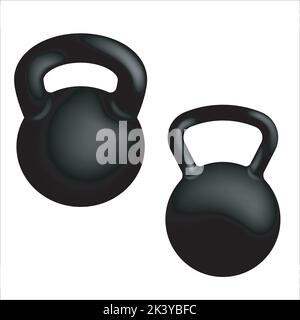 Vektor-Set Von Kettle Bell Silhouetten Illustration Isoliert Auf Weißem Hintergrund Stock Vektor