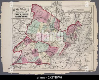 Atlas of New Jersey : Grafschaften Essex, Union und Hudson. Kartografisch. Atlanten, Karten. 1873. Lionel Pincus und Prinzessin Firyal Map Division. New Jersey , Maps, Union County (N.J.) , Maps, Hudson County (N.J.) , Karten Stockfoto