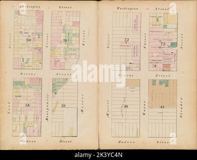 Jersey City, V. 1, Doppelseite Platte Nr. 7 Karte begrenzt durch Washington St., Steuben St., Hudson St., York St. kartografisch. Atlanten, Karten. 1866. Lionel Pincus und Prinzessin Firyal Map Division. Jersey City (N.J.), Feuerversicherung, New Jersey, Jersey City Stockfoto