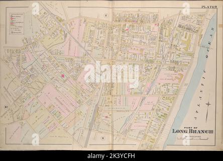 Monmouth County, Double Page Plate No. 9 Karte begrenzt durch Union Ave., Atlantic Ocean, Westbourne Ave. 1889. Breou, Forsey. Kartografisch. Atlanten, Karten, Umfragen, Pläne. Lionel Pincus und Princess Firyal Map Division. Monmouth County (N.J.) Stockfoto