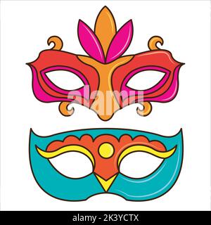 Vektor-Set Von Maskenball Masken Illustration Isoliert Auf Weißem Hintergrund Stock Vektor