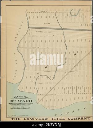 Newark, doppelseitige Platte Nr. 36 Karte begrenzt durch Avenue K, Thomas St., Newark Bay 1889. Kartografisch. Atlanten, Karten, Pläne, Vermessung. Lionel Pincus und Princess Firyal Map Division. Newark (N.J.) Stockfoto