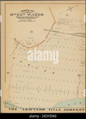 Newark, doppelseitige Platte Nr. 34 Karte begrenzt durch Avenue L, Ferry St., Passaic River, Thomas St. 1889. Kartografisch. Atlanten, Karten, Pläne, Vermessung. Lionel Pincus und Princess Firyal Map Division. Newark (N.J.) Stockfoto