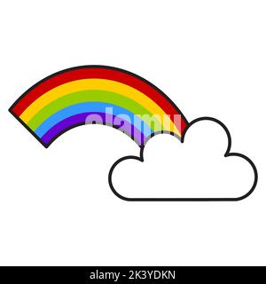 Einfache flache Darstellung von Wolke und Regenbogen. Vektorsymbol. Stock Vektor
