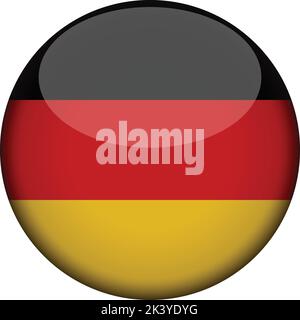 deutschland Flagge in glänzendem runden Knopf der Ikone. deutschland Emblem isoliert auf weißem Hintergrund. Nationales Konzeptschild. Unabhängigkeitstag. Vektorgrafik Stock Vektor