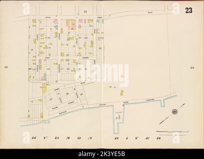 Hudson County, V. 8, Double Page Plate No. 23 Karte begrenzt durch Bulls Ferry Rd., Hudson River, Hudson Ave. 1887. Kartografisch. Atlanten, Karten. Lionel Pincus und Princess Firyal Map Division. Hudson County (N.J.) Stockfoto