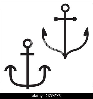 Vektor-Set Von Anker Silhouetten Illustration Isoliert Auf Weißem Hintergrund Stock Vektor