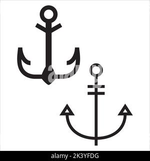Vektor-Set Von Anker Silhouetten Illustration Isoliert Auf Weißem Hintergrund Stock Vektor