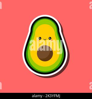 Kawaii niedlichen Cartoon-Bild von Avocado auf einem rosa Hintergrund. Vektorgrafik. Stock Vektor