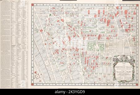 Karte des Stadtteils Greenwich Village von New York City. Text. Karten. 1961. Lionel Pincus und Prinzessin Firyal Map Division. Greenwich Village (New York, New York) , Karten Stockfoto