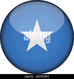 somalia Flagge in glänzenden runden Knopf der Ikone. somalia Emblem isoliert auf weißem Hintergrund. Nationales Konzeptschild. Unabhängigkeitstag. Vektorgrafik Stock Vektor