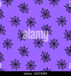 Webpatern auf violettem Hintergrund. Halloween-Muster. Vektorbild. Stock Vektor