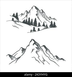 Vektor-Set Von Rocky Mountains Illustration Isoliert Auf Weißem Hintergrund Stock Vektor