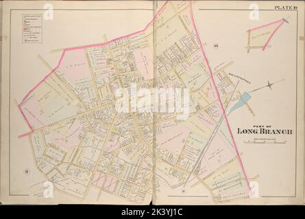 Monmouth County, Double Page Plate No. 10 Karte begrenzt durch Joline Ave., 6. Ave., Prospect St., High St. 1889. Breou, Forsey. Kartografisch. Atlanten, Karten, Umfragen, Pläne. Lionel Pincus und Princess Firyal Map Division. Monmouth County (N.J.) Stockfoto